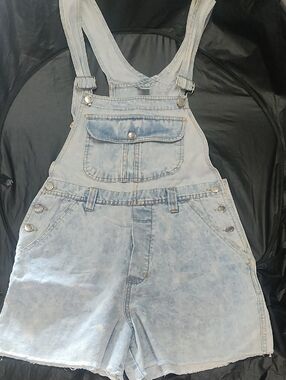 Gitano Light Blue Acid-Wash Denim Short Overalls